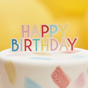 Multicoloured Acrylic Happy Birthday Cake Topper