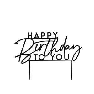 Happy Birthday to You Acrylic Black Cake Topper