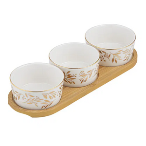 4 piece bowl & tray set