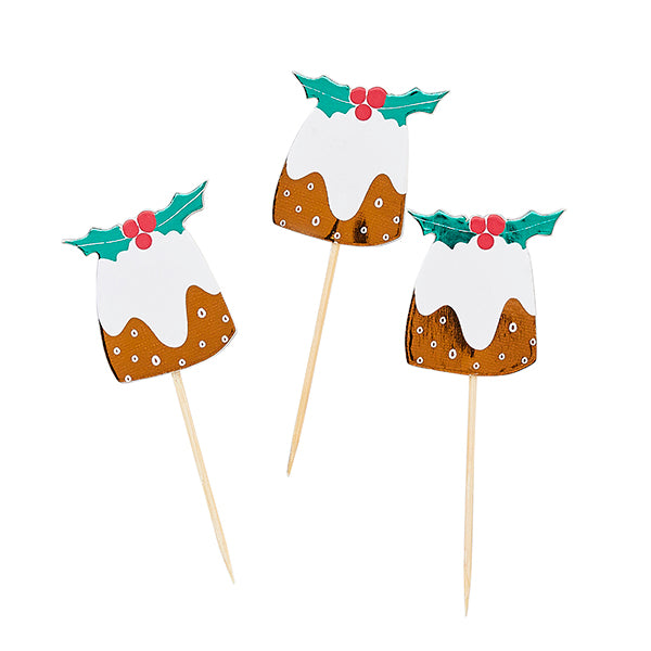Christmas Pudding Food Picks - Pack of 6