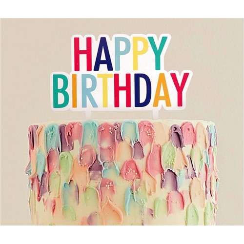 Multicoloured Happy Birthday Card Cake Topper