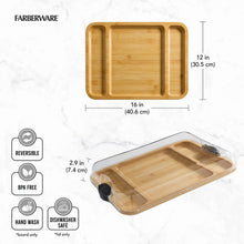 BUILD A BOARD Divided Rectangular Bamboo Platter with clear lid