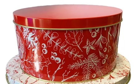 Cake Tin: Red & White