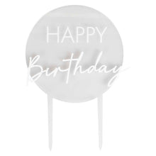 Happy Birthday Acrylic White Cake Topper
