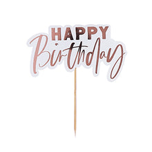 Rose Gold Happy Birthday Card Cake Topper