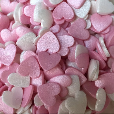 Pink & White Glimmer Hearts 50g
