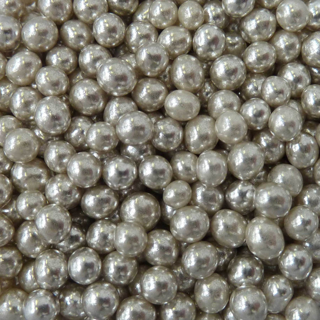 Metallic Silver Glimmer Pearls 4mm 50g