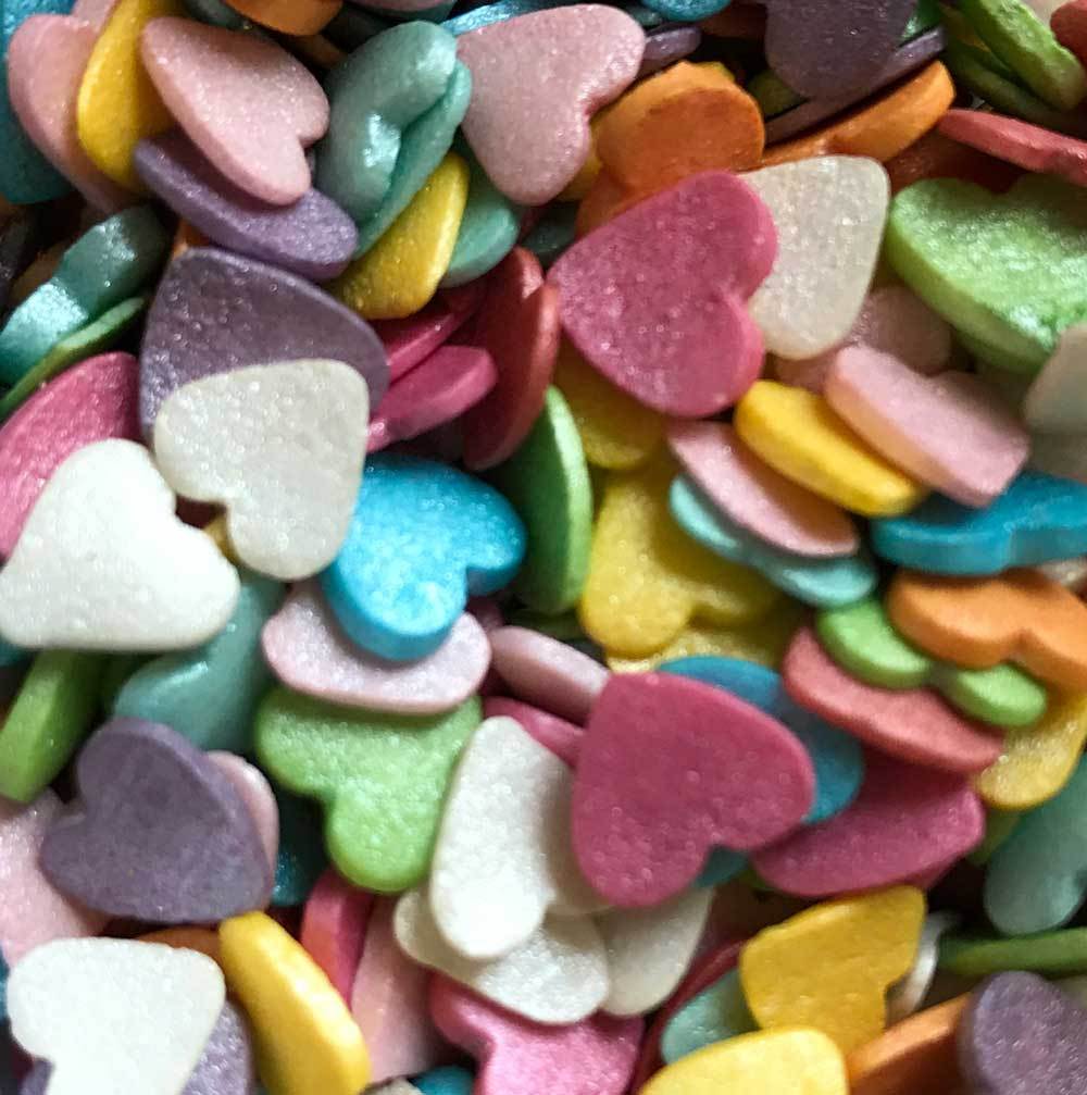 Rainbow Glimmer Hearts 50g